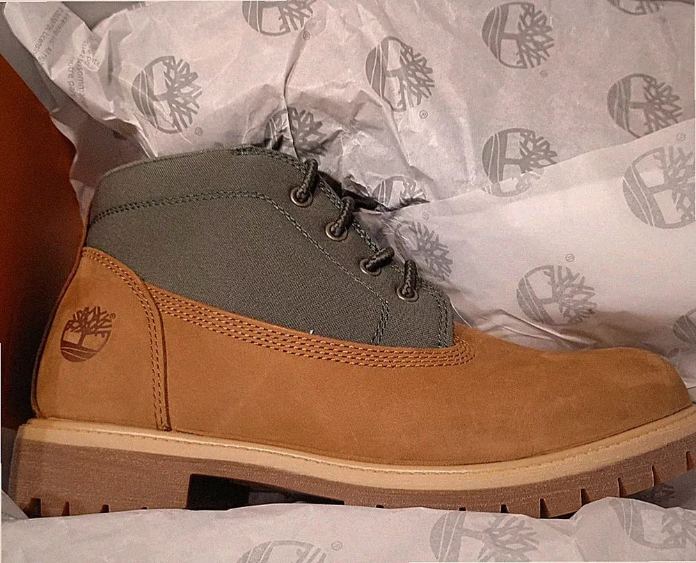 Mens Timberland Premium Heritage Mid Lace Chukka Boot Brown Dk Green NewBox Sz 9
